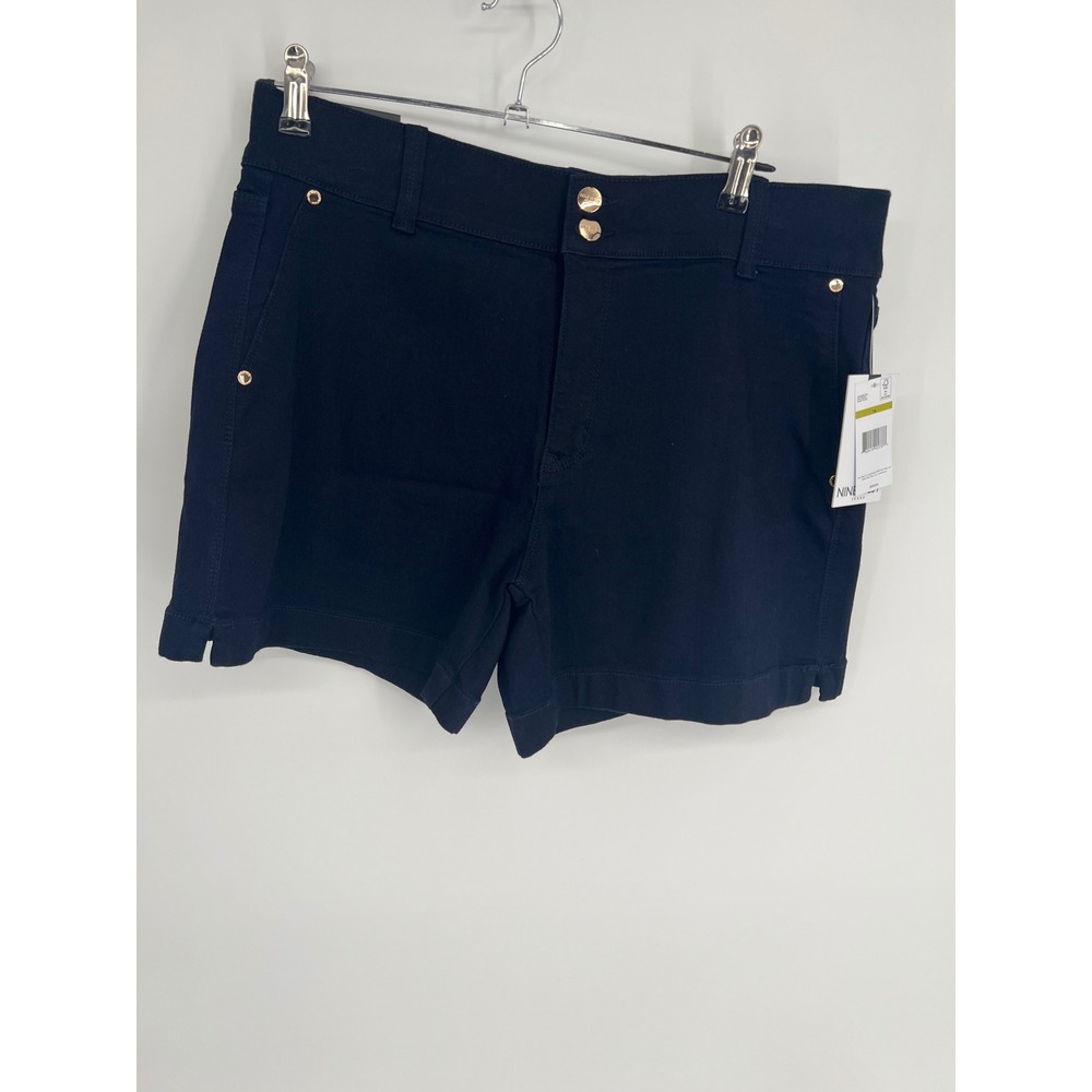 Nine West Jeans Womens Dark Rinse 5 Inch Shorts Gold Button Size 14 New With Tag
